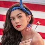 Turandoss 4th of July Patriotic Earrings for Women, American Flag Earrings Cute Leather Dangle Flag Earrings Handmade Independence Day Earrings for Women Jewelry Gifts