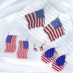 Turandoss 4th of July Patriotic Earrings for Women, American Flag Earrings Cute Leather Dangle Flag Earrings Handmade Independence Day Earrings for Women Jewelry Gifts