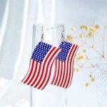 Turandoss 4th of July Patriotic Earrings for Women, American Flag Earrings Cute Leather Dangle Flag Earrings Handmade Independence Day Earrings for Women Jewelry Gifts