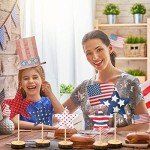 5 Pcs 4th of July Table Centerpiece Standing 3D Star Decor Wood Patriotic Sign Block Fabric Ornaments Rustic Fourth of July Independence Day Crafts for American Festival Party Home Decoration