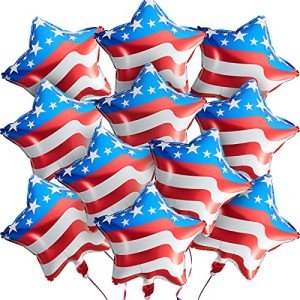 Skylety 20 Pcs 4th of July Balloons 18 Inch Blue Red White Foil Balloons Patriotic American Flag Star Balloons Independence Day Party Balloons USA Balloons for Party Decorations