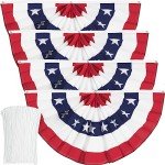 USA Pleated Fan Flag American US Bunting Flag Patriotic Half Fan Banner Flag with Canvas Header and Brass Grommets for 4th of July Memorial Day Indoor Outdoor Decoration (4, 1.5x3 Feet)