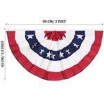 USA Pleated Fan Flag American US Bunting Flag Patriotic Half Fan Banner Flag with Canvas Header and Brass Grommets for 4th of July Memorial Day Indoor Outdoor Decoration (4, 1.5x3 Feet)