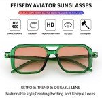 FEISEDY Vintage Square 70s Flat Aviator Sunglasses Women Men Classic Retro Stylish Frame UV400 Sunglasses B2622