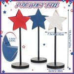 6 Pcs 4th of July Wooden Star Decoration Independence Day Standing Wooden Star Tiered Tray Decor Farmhouse Rustic Patriotic Blocks Memorial Day Tabletop Decor for American Festival Home Decorations