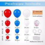 Voircoloria 130pcs Red White Blue Balloons Different Sizes 18" 12" 10" 5" Party Latex Balloons for Birthday Graduation 4th of July Independence Day Anniversary New Year Holiday Party Decorations