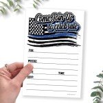 Police Invitations With Envelopes (20 Count) - Police Academy Graduation, Promotion Or Retirement Party - Police Flag Thin Blue Line