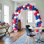 Voircoloria 130pcs Red White Blue Balloons Different Sizes 18" 12" 10" 5" Party Latex Balloons for Birthday Graduation 4th of July Independence Day Anniversary New Year Holiday Party Decorations