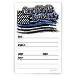 Police Invitations With Envelopes (20 Count) - Police Academy Graduation, Promotion Or Retirement Party - Police Flag Thin Blue Line