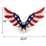 Adroiteet American Eagle Patriotic decorations, Independence Day 4th of July Decoration Metal Wall Art, American Flag Bald Eagle Hanging Sculpture, Large Handmade Centerpiece for Indoor Bedroom Office Outdoor 23.6" x 14"