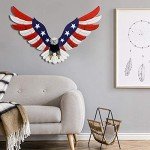 Adroiteet American Eagle Patriotic decorations, Independence Day 4th of July Decoration Metal Wall Art, American Flag Bald Eagle Hanging Sculpture, Large Handmade Centerpiece for Indoor Bedroom Office Outdoor 23.6" x 14"