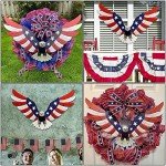 Adroiteet American Eagle Patriotic decorations, Independence Day 4th of July Decoration Metal Wall Art, American Flag Bald Eagle Hanging Sculpture, Large Handmade Centerpiece for Indoor Bedroom Office Outdoor 23.6" x 14"
