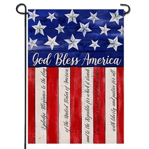 Artofy God Bless America 4th of July Home Decorative Garden Flag, House Yard American Stars Stripes Outside Decor, USA Patriotic Memorial Day Outdoor Small Burlap Decoration Double Sided 12 x 18