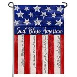 Artofy God Bless America 4th of July Home Decorative Garden Flag, House Yard American Stars Stripes Outside Decor, USA Patriotic Memorial Day Outdoor Small Burlap Decoration Double Sided 12 x 18