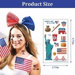 ABTOLS 10 Sheets Patriotic Tattoos, 4th of July American Flag Red White Blue Design Fake Tattoos USA Body Art Patriotic Stickers for Labor Day Memorial Day Party Supplies