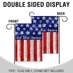 Artofy God Bless America 4th of July Home Decorative Garden Flag, House Yard American Stars Stripes Outside Decor, USA Patriotic Memorial Day Outdoor Small Burlap Decoration Double Sided 12 x 18