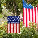 Artofy God Bless America 4th of July Home Decorative Garden Flag, House Yard American Stars Stripes Outside Decor, USA Patriotic Memorial Day Outdoor Small Burlap Decoration Double Sided 12 x 18