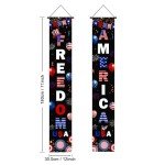 AIBIIN Veterans Day Porch Banner Sign Decorations Freedom American Front Door Decorative Hanging Patriotic Door Banner Black Forth of July Porch Decorations Outdoor for Home Office 70.8x11.8 inch