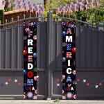 AIBIIN Veterans Day Porch Banner Sign Decorations Freedom American Front Door Decorative Hanging Patriotic Door Banner Black Forth of July Porch Decorations Outdoor for Home Office 70.8x11.8 inch