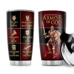 Jesuspirit Christian Gifts for Men, Women - Fathers Day, Pastor Appreciation Religious Gift For Men - Christian Coffee Mug - Armor Of God Stainless Steel Tumbler (Armor Of God, 20OZ)