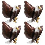 Patriotic Independence Day 3D Giant Eagle Bird Foil Balloons, Inflatable 4 th July Realistic American Bald Eagles Blowup Balloon For Birthday Animal Themed Party Decoration Supplies