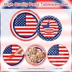 Avezano 168 PCS American Flag Patriotic Party Supplies Plates Cups Napkins Tableware Set for 4th of July, Memorial Day, Independence Day Party Decorations, Serves 24