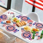Avezano 168 PCS American Flag Patriotic Party Supplies Plates Cups Napkins Tableware Set for 4th of July, Memorial Day, Independence Day Party Decorations, Serves 24