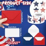 400 Set Valentine‘s Day Mini Envelopes with White Blank Business Card and Sticker Bulk Red Pink Small Enclosure Card 4.3x2.9 inch Tiny Envelopes for Wedding Party Invitation(Blue,white,red)