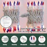 LAMPHOME Patriotic String Lights - Red White Blue Mini Lights with White Wire - 19.6Ft 100 Count UL Certified String Lights for Independence Day Patriotic Holidays Decoration (Red, White & Blue)