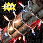 LAMPHOME Patriotic String Lights - Red White Blue Mini Lights with White Wire - 19.6Ft 100 Count UL Certified String Lights for Independence Day Patriotic Holidays Decoration (Red, White & Blue)