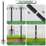 Aulimhti 10Ft Metal Poles with Fork for Outdoor String Lights,2 Pack Light Stand for Outside Garden,Patio,Wedding,Backyard,Deck,Party