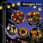 Aulimhti 10Ft Metal Poles with Fork for Outdoor String Lights,2 Pack Light Stand for Outside Garden,Patio,Wedding,Backyard,Deck,Party