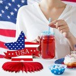 10 Pcs 4th of July Decorations Centerpieces 3D Patriotic Honeycomb Centerpieces Independence Day Table Centerpieces Fourth of July Party Supplies for Indoor Outdoor Table Decoration