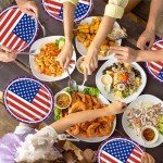 Aysimple 50 PCS 4th of July Patriotic Decorations, American Flag Large Oval Paper Plates, Veterans Day Patriotic Disposable Plates Independence Day Dinner Plates Tableware Dinnerware