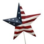 Morning View American Flag Barn Star Garden Stake Set of 4, Metal Patriotic Garden Stake Decorative USA Yard Signs Outdoor US Flags Lawn Porch for 4th of July Memorial Day 15.75 Inches Tall