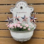 Morning View American Flag Barn Star Garden Stake Set of 4, Metal Patriotic Garden Stake Decorative USA Yard Signs Outdoor US Flags Lawn Porch for 4th of July Memorial Day 15.75 Inches Tall