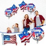 Vocoliday 6Pcs 4th of July Balloons American Flag Balloons Foil Balloons Star Balloons Independence Day Balloon for Patriotic Party Supplies, 18 Inch