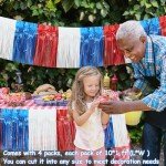 4 Pack 10 Feet Foil Fringe Garland Metallic Tinsel Streamers Banner Wall Hanging Fringe Backdrop Banner for Parade Floats Wedding Birthday Party Decoration (Royal Blue Red White)