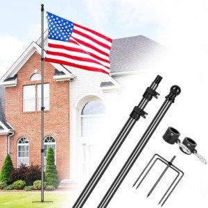 Msnaile 12 FT Carbon Fiber Flag Pole for Outside House in Ground, Flagpoles for Yard, Tangle Free Flag Pole Kit, Wind-Resistant, Bend-Resistant, Rust-Free (Without Flag, Black)