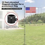 Msnaile 12 FT Carbon Fiber Flag Pole for Outside House in Ground, Flagpoles for Yard, Tangle Free Flag Pole Kit, Wind-Resistant, Bend-Resistant, Rust-Free (Without Flag, Black)