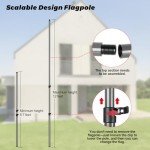 Msnaile 12 FT Carbon Fiber Flag Pole for Outside House in Ground, Flagpoles for Yard, Tangle Free Flag Pole Kit, Wind-Resistant, Bend-Resistant, Rust-Free (Without Flag, Black)
