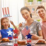 3 Pcs 4th of July Stars Decoration Patriotic Centerpieces Wooden Standing Star Block Memorial Day Decoration Rustic Independence Day Centerpieces for American Festival Home (Fresh Style)