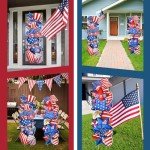 Beeveer 2 Pcs 4th of July Yard Sign with Stake Outdoor Patriotic Star Lawn Decoration American Man Woman Waterproof Welcome Party Yard Sign for Memorial Day Home Garden Pathway Supplies(Star)