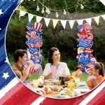 Beeveer 2 Pcs 4th of July Yard Sign with Stake Outdoor Patriotic Star Lawn Decoration American Man Woman Waterproof Welcome Party Yard Sign for Memorial Day Home Garden Pathway Supplies(Star)