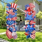 Beeveer 2 Pcs 4th of July Yard Sign with Stake Outdoor Patriotic Star Lawn Decoration American Man Woman Waterproof Welcome Party Yard Sign for Memorial Day Home Garden Pathway Supplies(Star)
