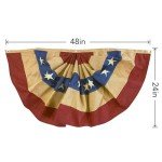 Burlap Patriotic Bunting USA 48" x 24" Pleated Banner with Grommets