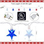 4th of July Star String Lights, 13.6Ft LED Red White Blue Memorial Day Decoration Star Light with 35 Patriotic Star Lights for Independence Day Theme Carnival Outdoor Party Decoration, White Wire