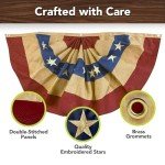 Burlap Patriotic Bunting USA 48" x 24" Pleated Banner with Grommets