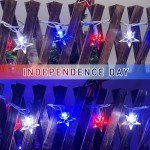 4th of July Star String Lights, 13.6Ft LED Red White Blue Memorial Day Decoration Star Light with 35 Patriotic Star Lights for Independence Day Theme Carnival Outdoor Party Decoration, White Wire