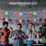 4th of July Star String Lights, 13.6Ft LED Red White Blue Memorial Day Decoration Star Light with 35 Patriotic Star Lights for Independence Day Theme Carnival Outdoor Party Decoration, White Wire